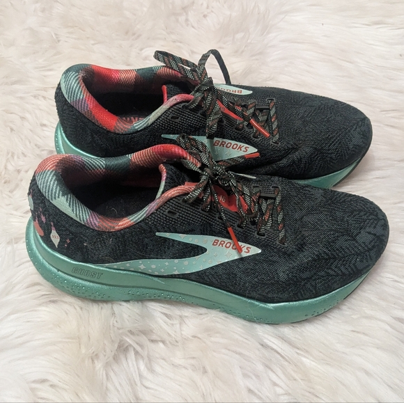 Womens 8.5 Brooks Ghost 16 Running Shoes Christmas Run Merry Sycamore/fiesta - Picture 1 of 16
